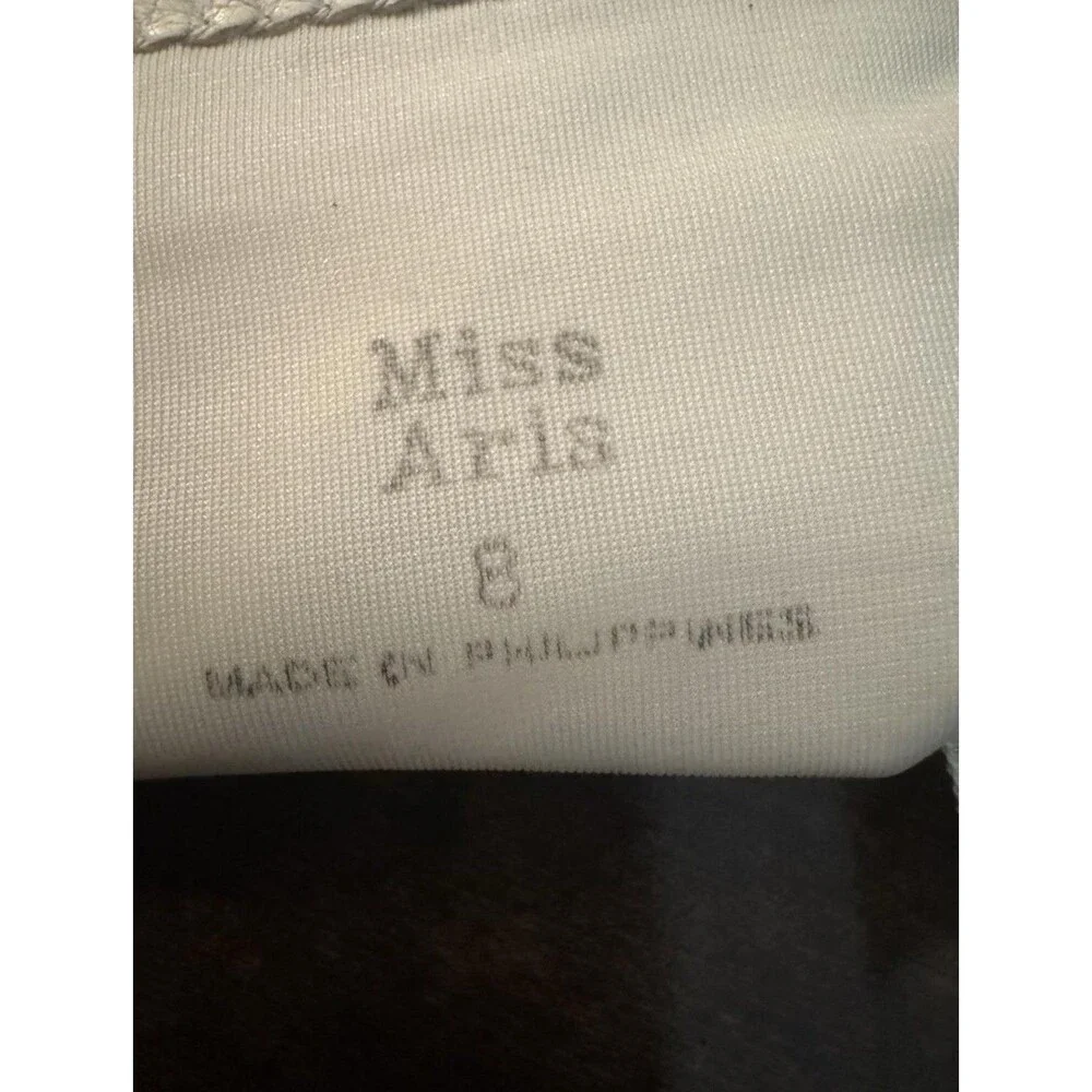 Vintage Miss Aris White Nylon Dress Opera Gloves Size 8 Formal Evening